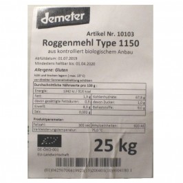 Rågmjöl Typ 1150 Demeter 25 kg